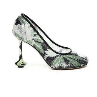Loewe Pumps, female, Multicolor, Size: 9 US Sequin Floral Petal Heel Shoes