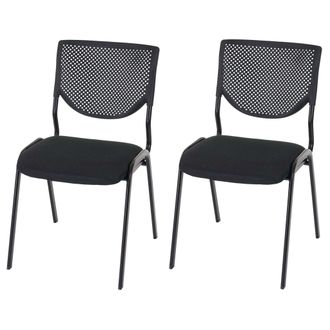 Hhg Hhg - Nunca Usado] Lote De 2 Sillas De Visita T401, Silla De Conferencia Apilable, Tela/textil, Asiento Negro, Pies Negros