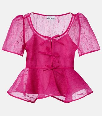 Ganni Organza peplum top