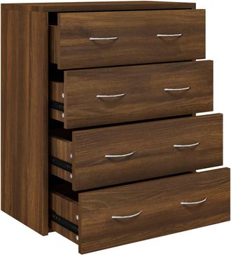vidaXL Aparador Con 4 Cajones Roble Marr&oacute;n 60x30,5x71 Cm Vidaxl