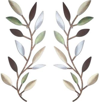 OEM 1 Juego De Adornos De Pared Con Forma De Hoja, Adornos De Hojas De Hierro, Adecuados Para Sala De Estar, Decoraci&oacute;n Exterior 44x20cm (multicolor)