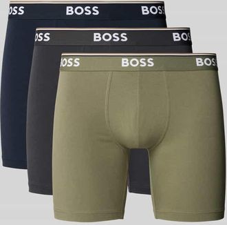 HUGO BOSS Regular Fit Trunks aus Baumwoll-Elasthan-Mix im 3er-Pack in Oliv, Größe L