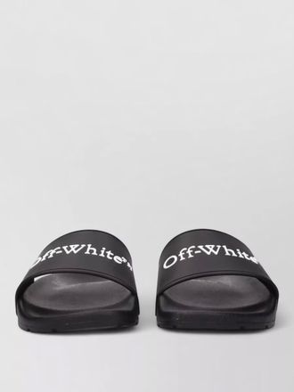 Off-white logo-print cotton slide sandals