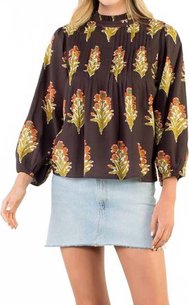 THML Clothing Floral Detail Top In Chocolate