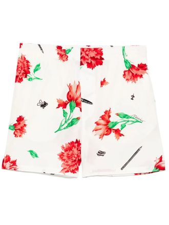 Moschino floral-print shorts - men - Cotton/Cupro - 46 - White