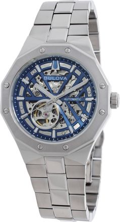Bulova Prestige Automatic Blue Skeleton Dial Mens Watch 96A352
