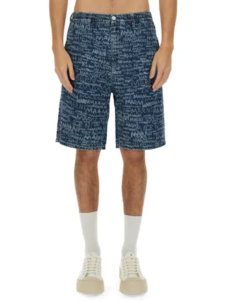 Marni Denim Shorts with Abstract Pattern