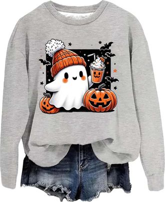 Generic womens halloween costume adult, Halloween Costumes Festival Pumpkin Pullover Tops Fashion Graphic Hoodies Long Sleeve Jumpers Crewneck Sweatshirt Ladi