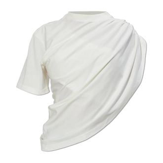 Courr&egrave;ges Blouses, female, White, Size: XS Asymmetric Draped T-Shirt