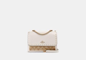 Coach Womens Klare Crossbody Bag in Signature Canvas With Rivets | PVC