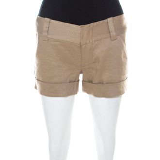 Alice & Olivia Alice + Olivia Beige Linen Cuff Shorts