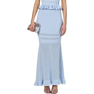 endless rose Knit Body-Con Maxi Skirt in Powder Blue at Nordstrom, Size Medium