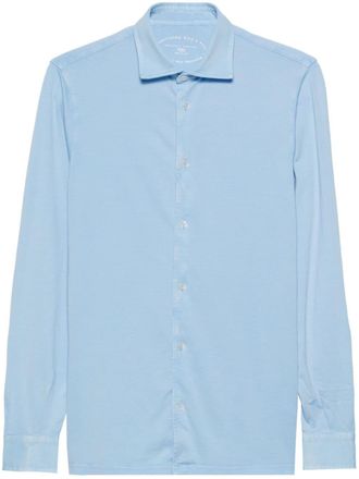Fedeli plain organic-cotton shirt - Blue