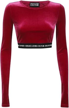 Versace Jeans Couture Logo Crop Top - Dames - Longsleeves - Rood - XS - Polyester - Tops