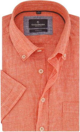 Casamoda Overhemd Casa Moda oranje wijde fit borstzak