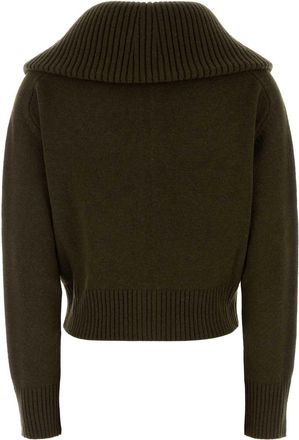 Victoria Beckham Ribbed Wool-Blend Cardigan Sweater - Green