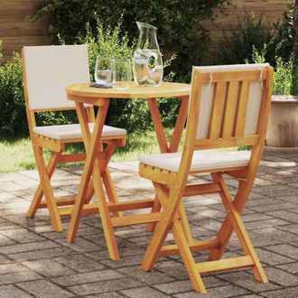 vidaXL Conjunto Bistro 3 Pcs Marr&oacute;n Madera Maciza De Acacia Vidaxl