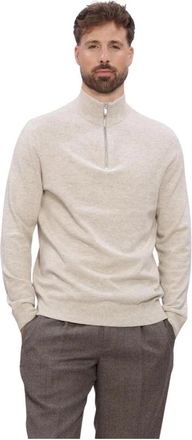 Profuomo Pullover Halve Rits - Heren - Coltruien - Beige - 2XL - Wol - Truien & Vesten