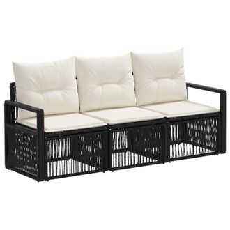 vidaXL Conjunto De Sof&aacute;s De Jard&iacute;n 3 Pcs Negro Rat&aacute;n Sint&eacute;tico Vidaxl