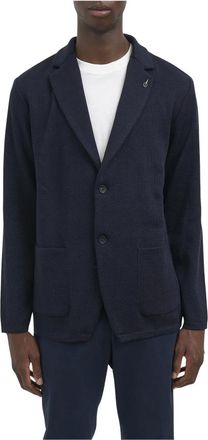 Paoloni Wafelgebreid Jasje - Heren - Blazers - Blauw - M - Katoen - Jassen