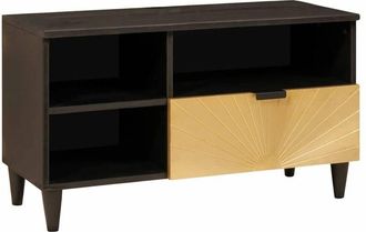 vidaXL Mueble de TV con cajón Negro y dorado 80 x 33 x 46 cm vidaXL
