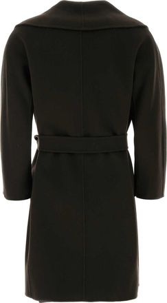 Max Mara Womens Dark Brown Wool Messi Coat Kakhi Green Exterior: Virgin Cappotti