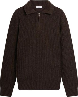 Ballantyne Trui met halve rits - Heren - Vesten met rits - Bruin - L - Wol - Hoodies & sweatvesten