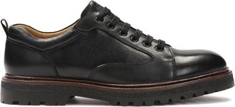 Kazar Zwarte leren halfhoge schoenen met een opvallende zool. Dit product valt groot uit. - Heren - Veterschoenen - Zwart - 45 EU - Leer - Schoenen