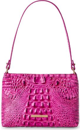 Brahmin Lorelei Croc Embossed Leather Shoulder Bag in Electric Fuschia at Nordstrom