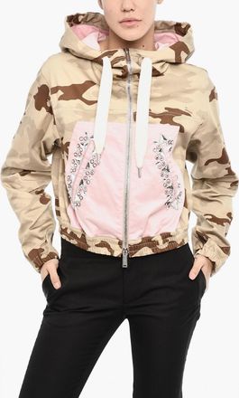 Dsquared2 Lightweight Camouflage Jacket With Hood And Jewel Embellishments Dsquared2