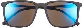Hurley 55mm Polarized Square Sunglasses in Rubberized Black at Nordstrom Rack