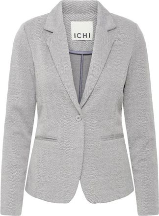 Ichi Jacquard Blazer Jas Sharkskin Herringbone - Dames - Blazers - Grijs - XS - Leer - Jassen