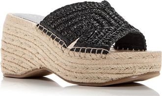 Marc Fisher Zakki MLZAKKI-BLK01 Women Black Espadrille Wedge Sandal ZOGG3089