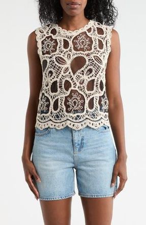Forgotten Grace Open Stitch Mesh Tank Top in Natural at Nordstrom Rack, Size X-Large