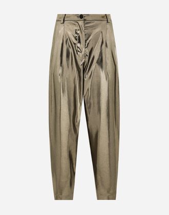 Dolce & Gabbana Foiled Stretch Satin Pants - Woman Pants And Shorts Gold Fabric 36