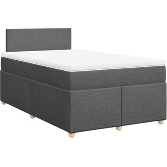 vidaXL Cama Box Spring Con Colch&oacute;n Tela Gris Oscuro 120x200 Cm Vidaxl