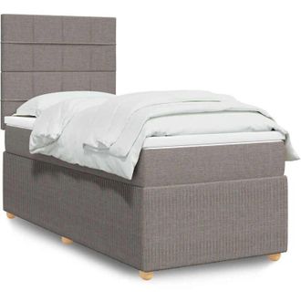 vidaXL Cama Box Spring Con Colch&oacute;n Tela Gris Taupe 80x200 Cm Vidaxl
