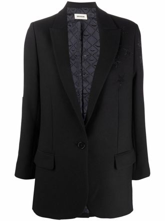 Zadig&Voltaire Viva crystal-star blazer - women - Polyester/Spandex/Elastane/Viscose/Viscose - 40 - Black