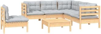 vidaXL Juego De Muebles De Jard&iacute;n 6 Pzas Y Cojines Madera Pino Gris Vidaxl