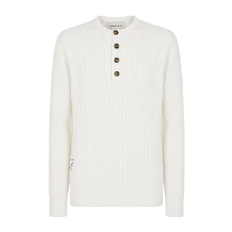 Amaranto Jersey de cuello redondo con botones - Knitwear - Hombre - Blanco - XL