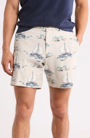 Brooks Brothers Sailboat Print Cotton Blend Chino Shorts in Tan at Nordstrom Rack, Size 36