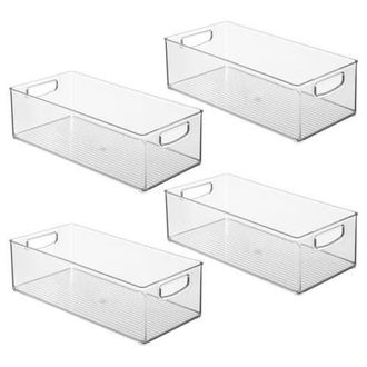Linus iDesign Stackable Storage Bin with Handles, Set of 4, Clear at Nordstrom
