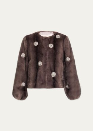 Cinq &agrave; Sept Benson Rhinestone Dahlia Faux Fur Coat