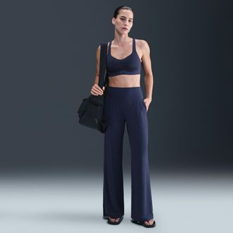 Nike Womens Zenvy Dri-FIT High-Waisted Wide-Leg Pants in Blue | HJ5360-410