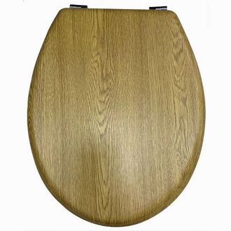 Trade Shop Trade Shop - Copriwater Universale In Legno Tavoletta Bagno Wc Cerniere In Acciaio Inox 52953a