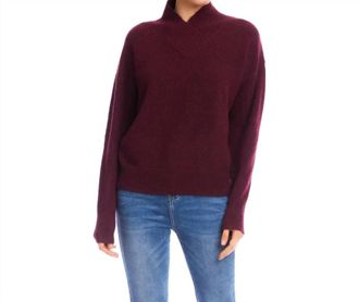 Karen Kane Saphira Shawl Collar Sweater In Wine