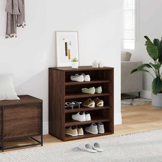 vidaXL Mueble Zapatero Madera Contrachapada Roble Marr&oacute;n 60x35x70 Cm Vidaxl