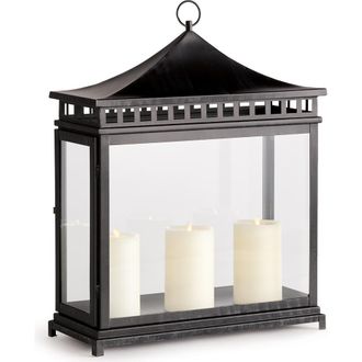 Napa Home & Garden Kito Outdoor Rectangular Lantern Candle Holder in Black at Nordstrom