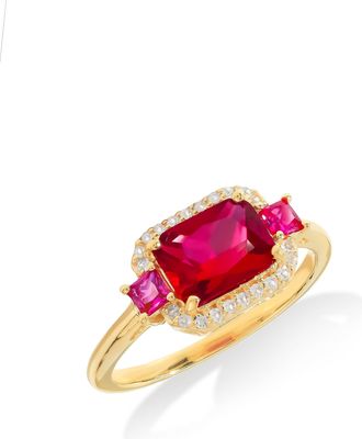 Tiramisu 14K Gold Plated Over 925 Sterling Silver Crimson Reign Lab Ruby Array Ring