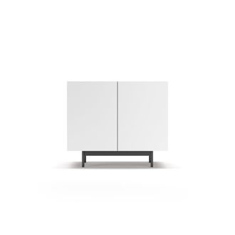 HERDASA Aparador bajo de melamina roble y blanco patas grafito 78x90x34 cm